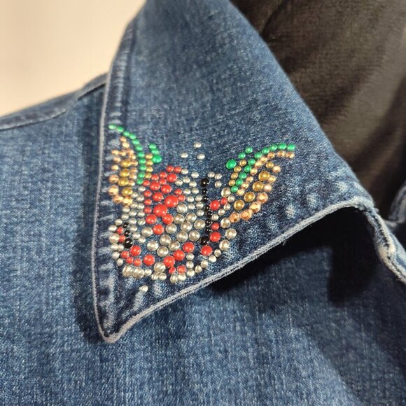 Vintage Maggie Sweet Rhinestone Denim Jacket/Shirt Women's Medium - Picture 7 of 8
